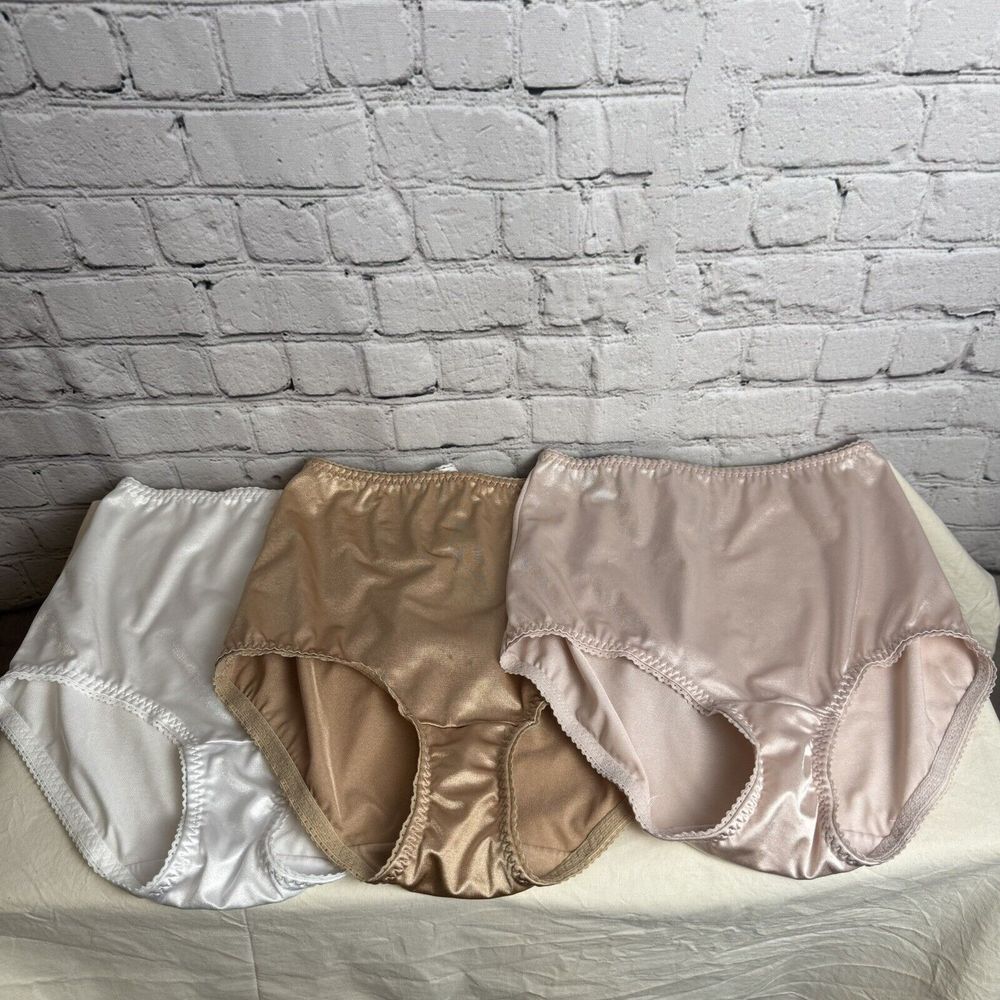 VTG Vanity Fair Silky Nylon Sissy Support Panty Satin Baby‎ 40301 6/MED 3-PACK